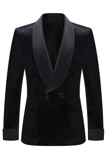 Shawl Lapel 2 Piece Black Velvet Men's Suits